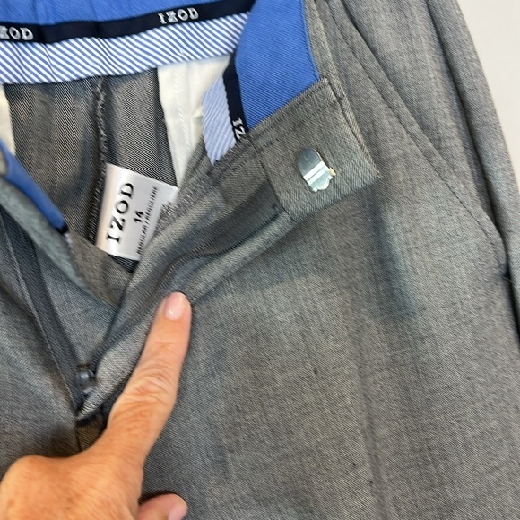 Izod Big Boy's Size 14 Regular Like New Gray Flat Front Suit Dress Pants - Picture 5 of 8